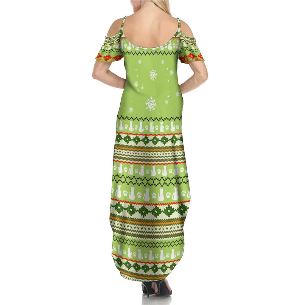 Funny Cat Merry Christmas Summer Maxi Dress Xmas Holiday Patterns - Wonder Print Shop