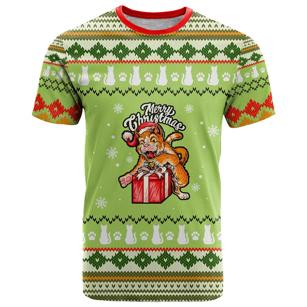 Funny Cat Merry Christmas T Shirt Xmas Holiday Patterns - Wonder Print Shop