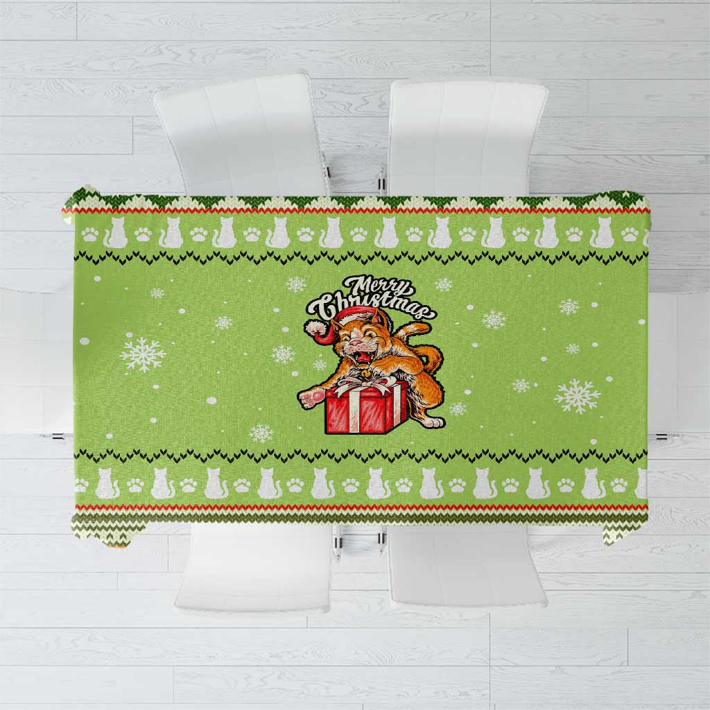Funny Cat Merry Christmas Tablecloth Xmas Holiday Patterns - Wonder Print Shop