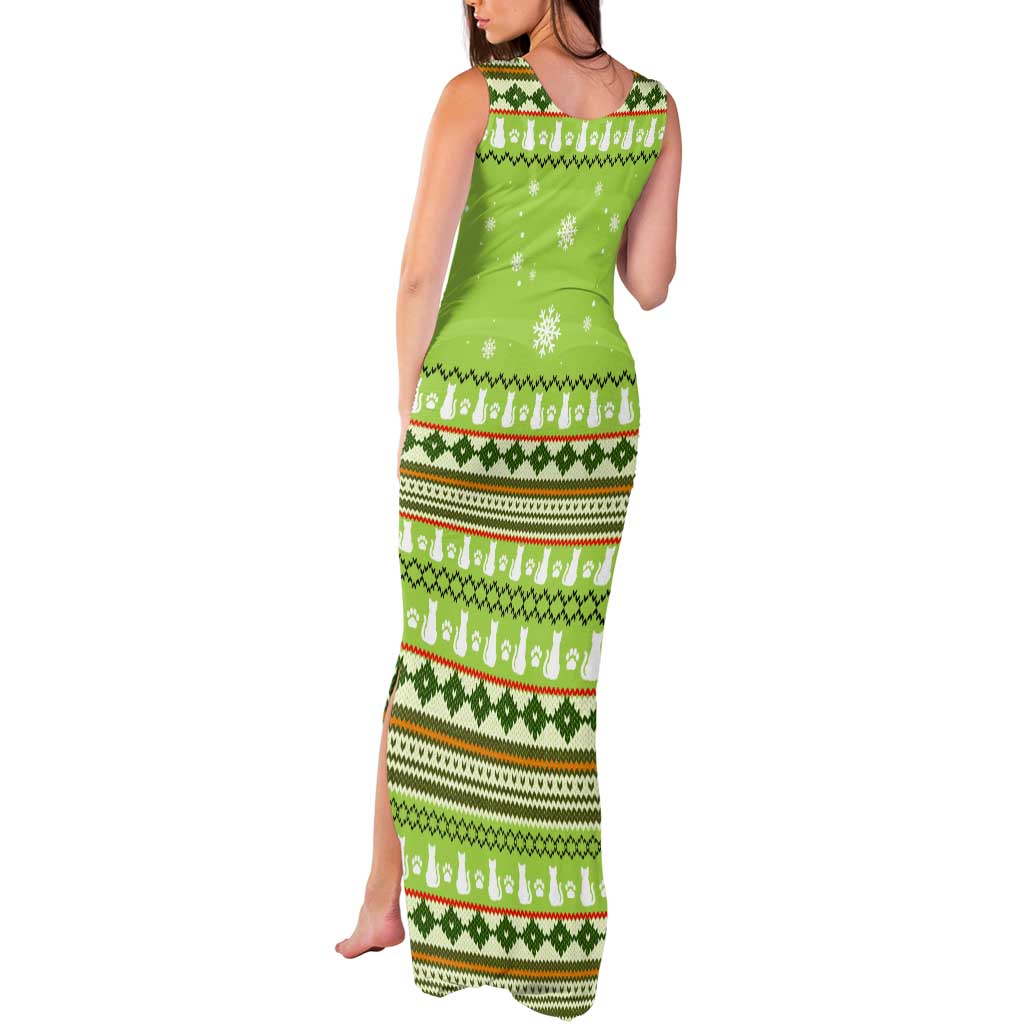 Funny Cat Merry Christmas Tank Maxi Dress Xmas Holiday Patterns - Wonder Print Shop