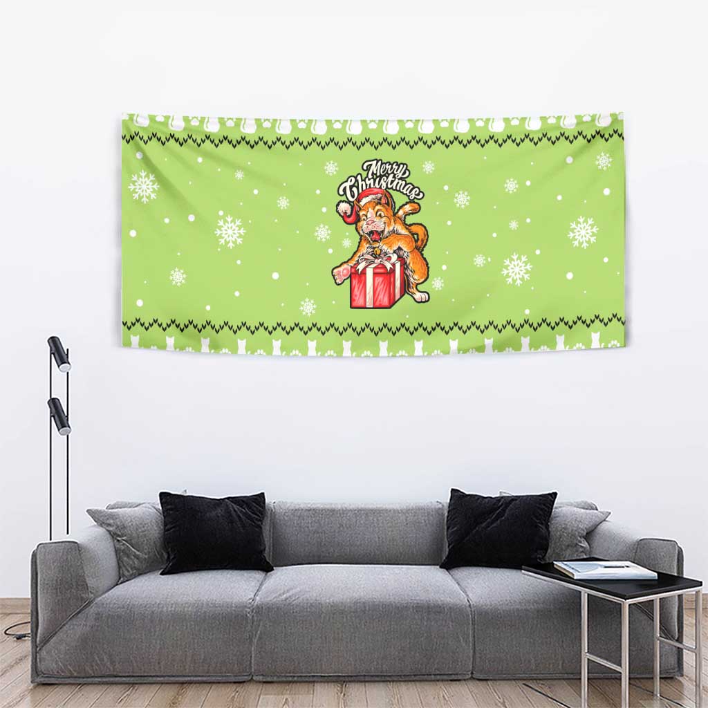 Funny Cat Merry Christmas Tapestry Xmas Holiday Patterns - Wonder Print Shop