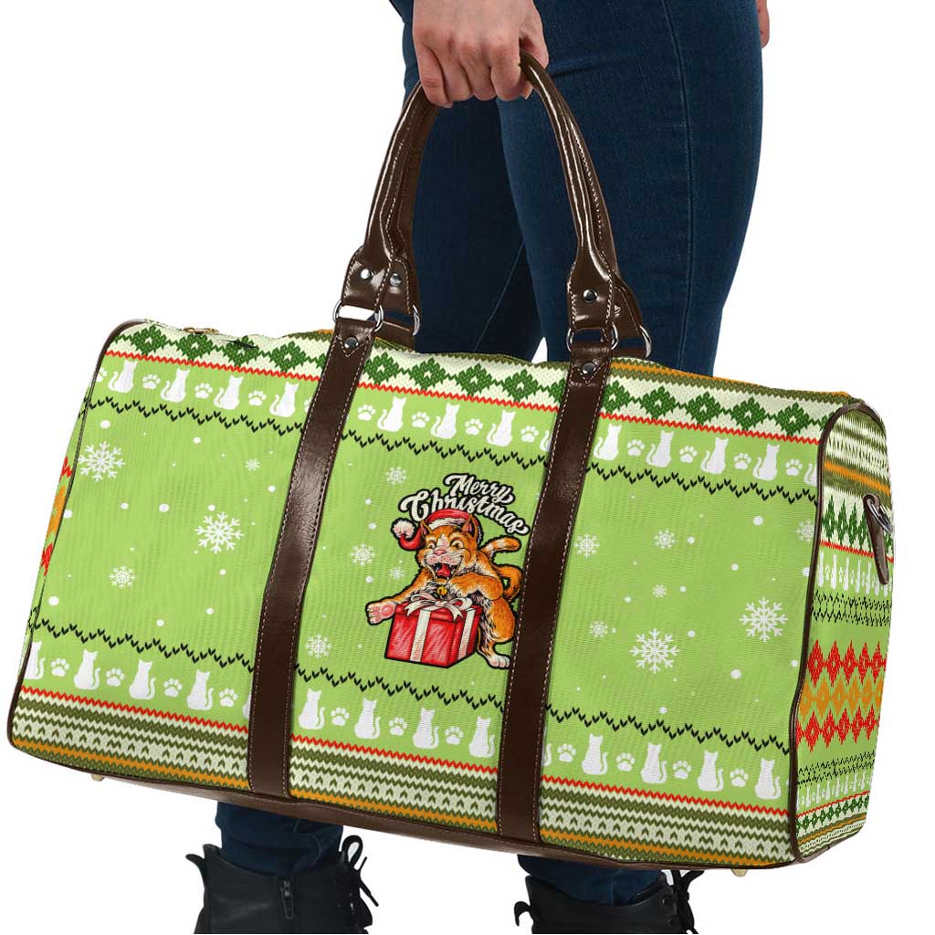 Funny Cat Merry Christmas Travel Bag Xmas Holiday Patterns - Wonder Print Shop