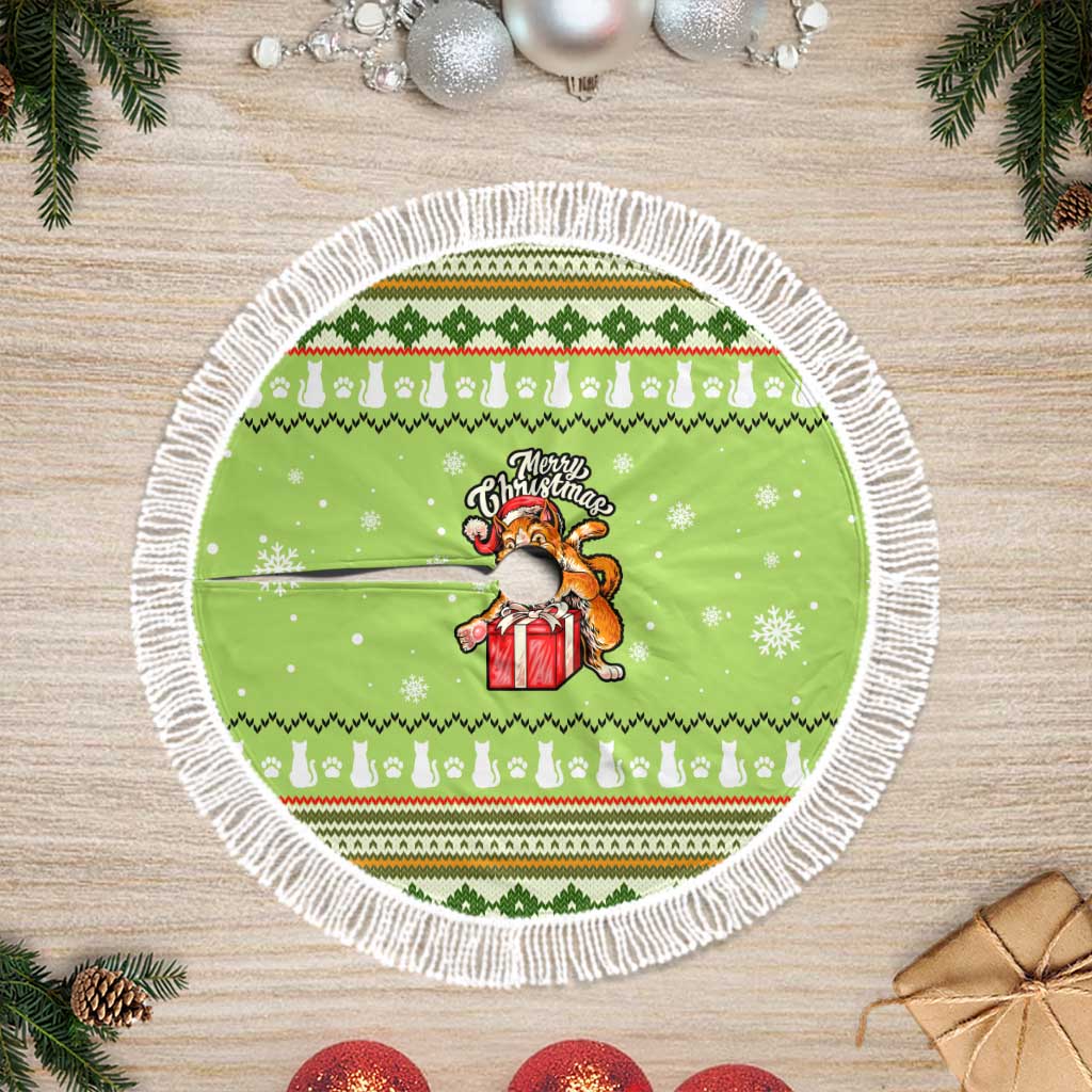 Funny Cat Merry Christmas Tree Skirt Xmas Holiday Patterns - Wonder Print Shop