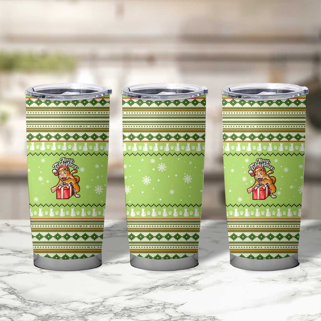 Funny Cat Merry Christmas Tumbler Cup Xmas Holiday Patterns - Wonder Print Shop