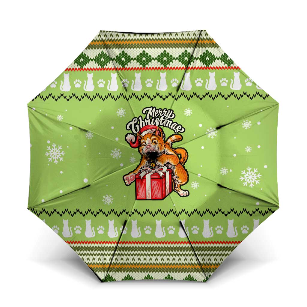 Funny Cat Merry Christmas Umbrella Xmas Holiday Patterns - Wonder Print Shop