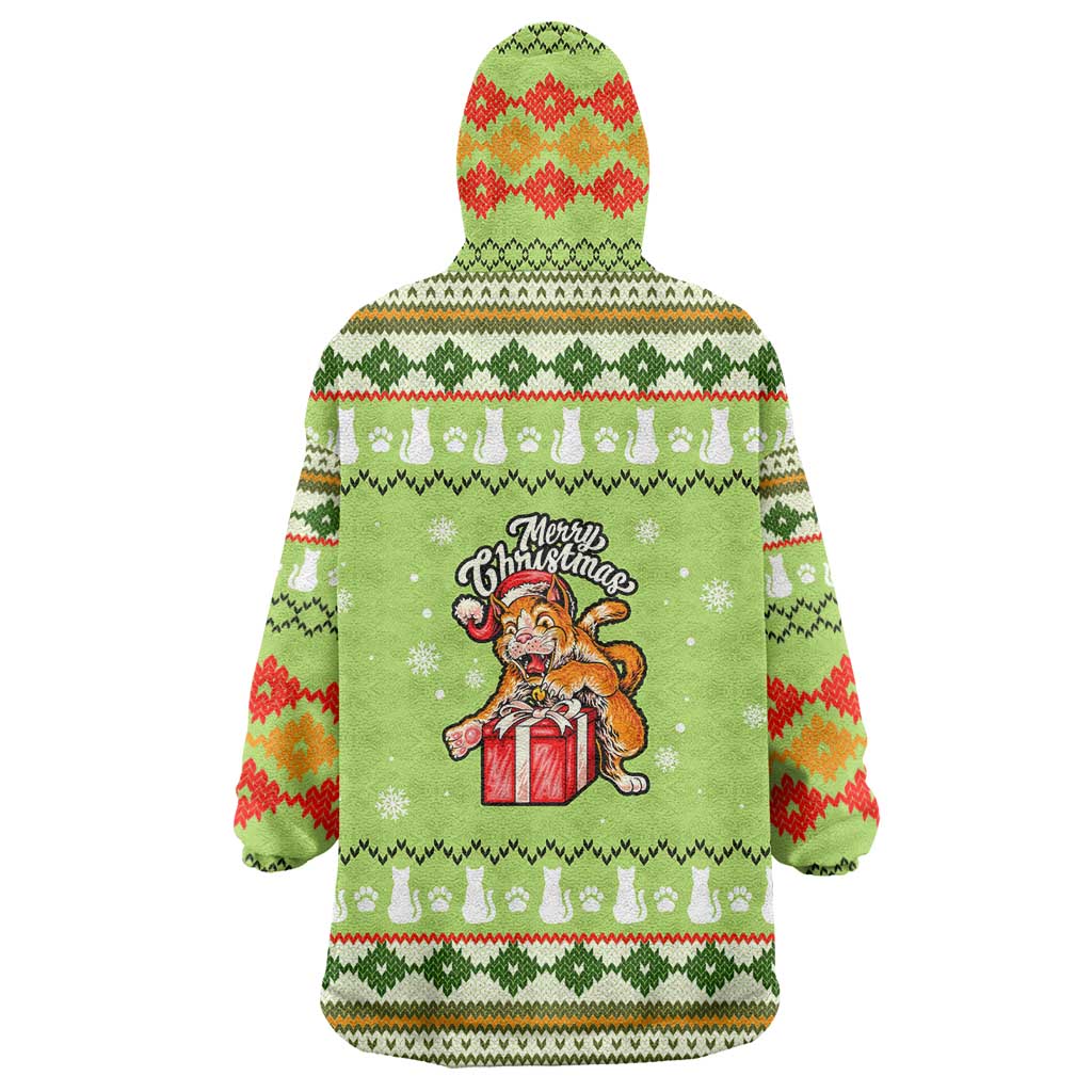 Funny Cat Merry Christmas Wearable Blanket Hoodie Xmas Holiday Patterns - Wonder Print Shop