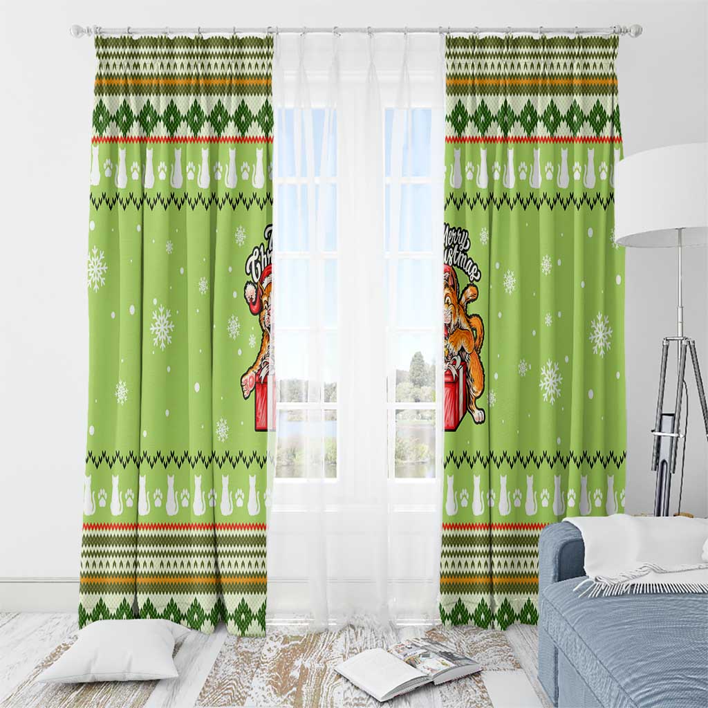Funny Cat Merry Christmas Window Curtain Xmas Holiday Patterns - Wonder Print Shop