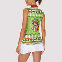 Funny Cat Merry Christmas Women Sleeveless Polo Shirt Xmas Holiday Patterns - Wonder Print Shop