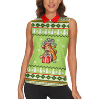 Funny Cat Merry Christmas Women Sleeveless Polo Shirt Xmas Holiday Patterns - Wonder Print Shop