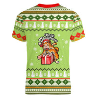 Funny Cat Merry Christmas Women V-Neck T-Shirt Xmas Holiday Patterns - Wonder Print Shop