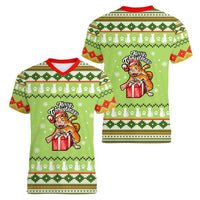 Funny Cat Merry Christmas Women V-Neck T-Shirt Xmas Holiday Patterns - Wonder Print Shop