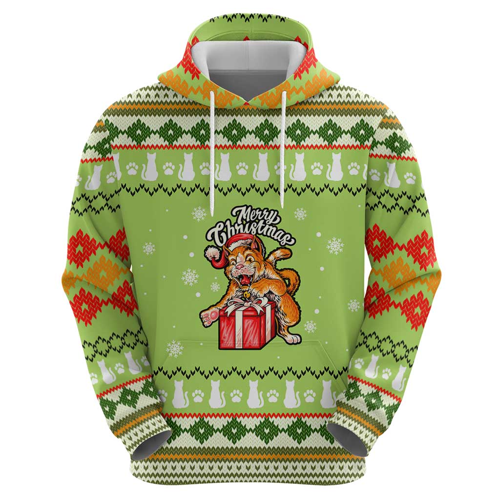 Funny Cat Merry Christmas Zip Hoodie Xmas Holiday Patterns - Wonder Print Shop