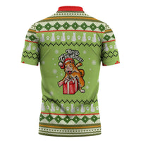 Funny Cat Merry Christmas Zipper Polo Shirt Xmas Holiday Patterns - Wonder Print Shop