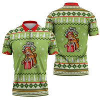 Funny Cat Merry Christmas Zipper Polo Shirt Xmas Holiday Patterns - Wonder Print Shop
