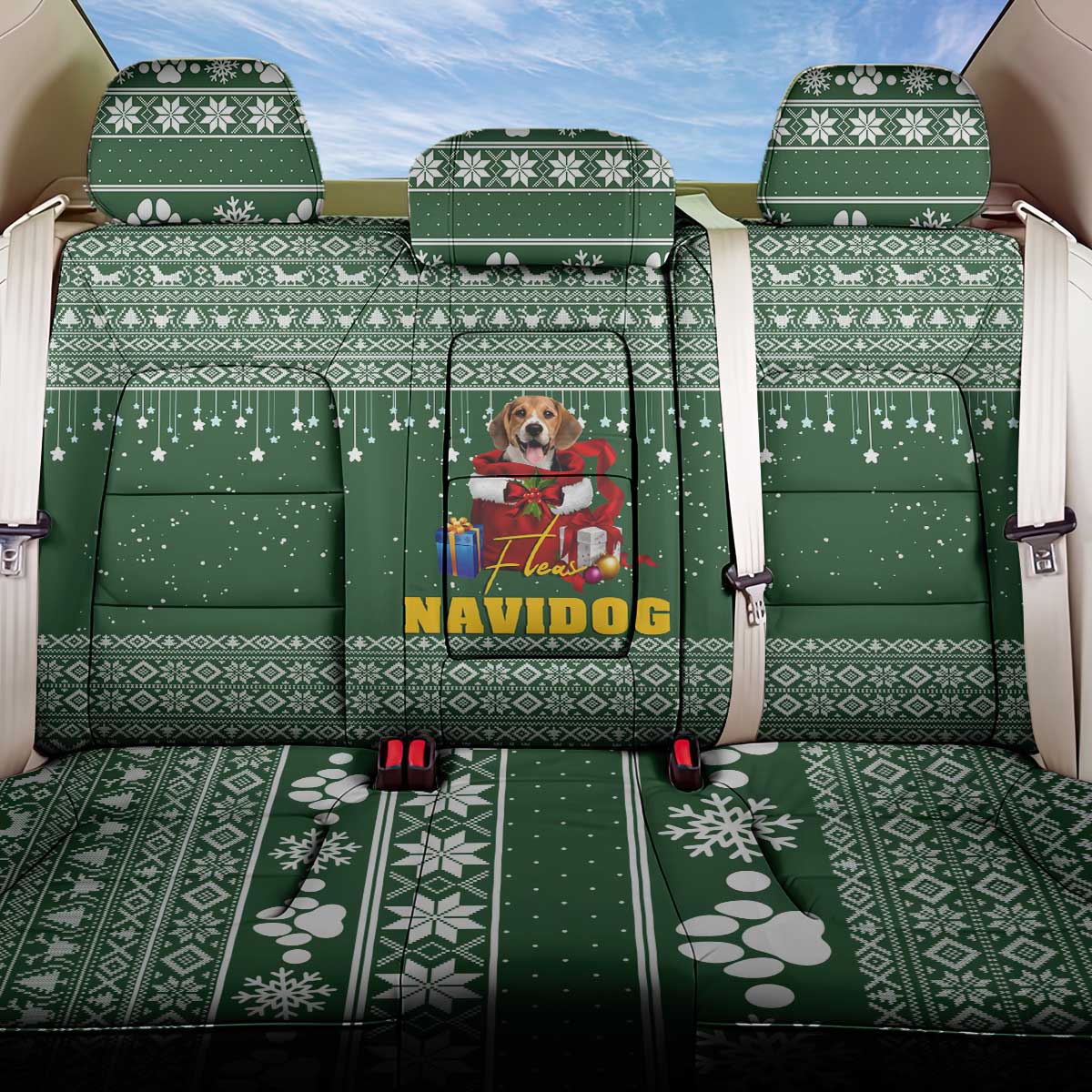 Funny Christmas Gift Beagle Christmas Back Car Seat Cover Xmas Holiday Patterns - Wonder Print Shop