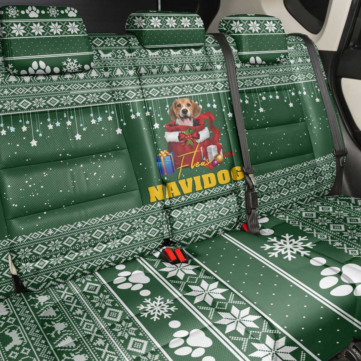Funny Christmas Gift Beagle Christmas Back Car Seat Cover Xmas Holiday Patterns - Wonder Print Shop