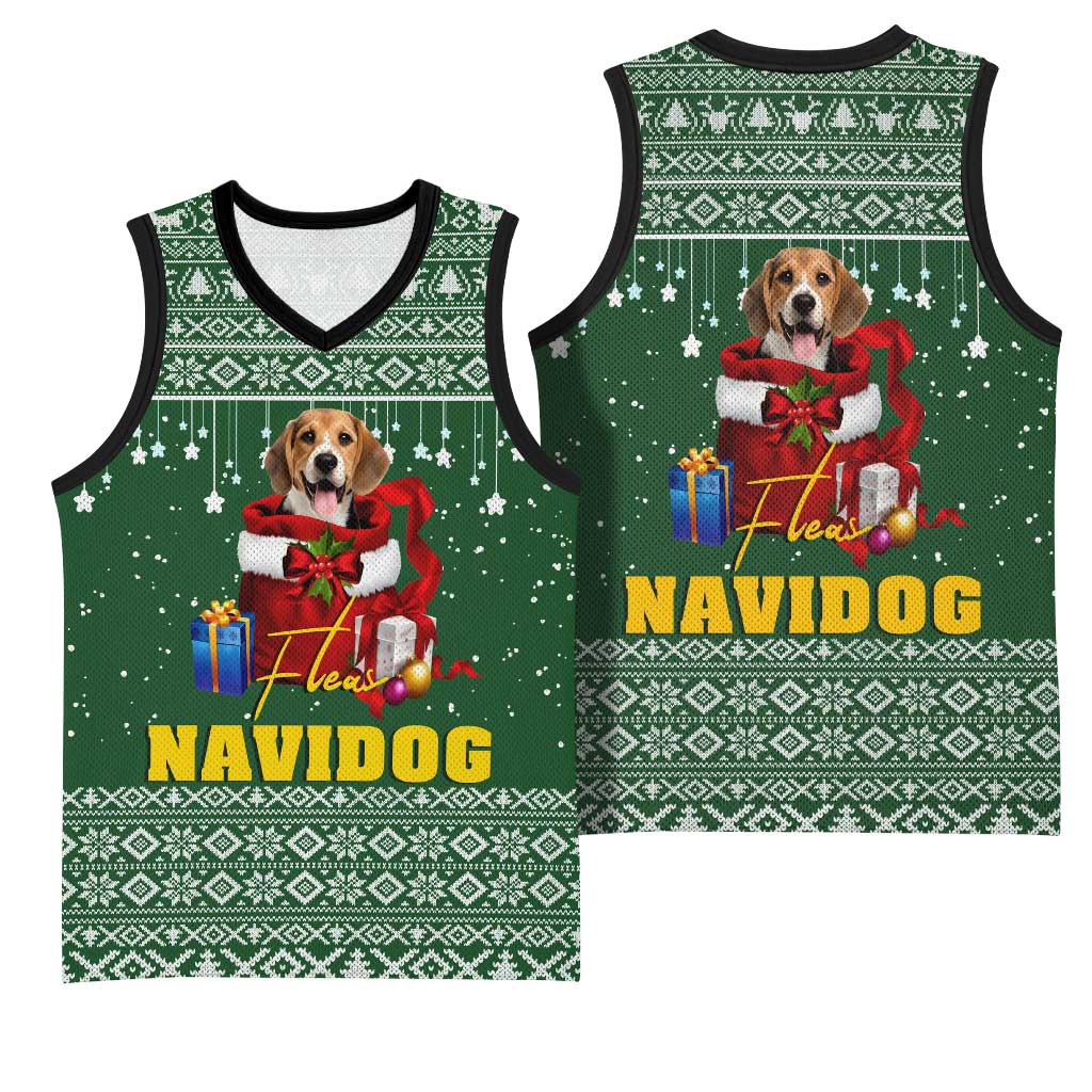 Funny Christmas Gift Beagle Christmas Basketball Jersey Xmas Holiday Patterns - Wonder Print Shop