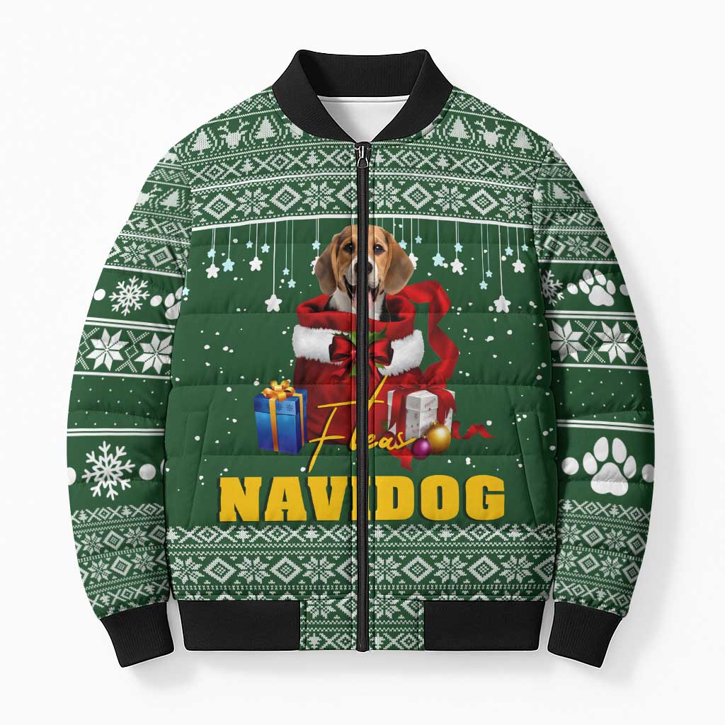 Funny Christmas Gift Beagle Christmas Bomber Puffer Jacket Xmas Holiday Patterns - Wonder Print Shop