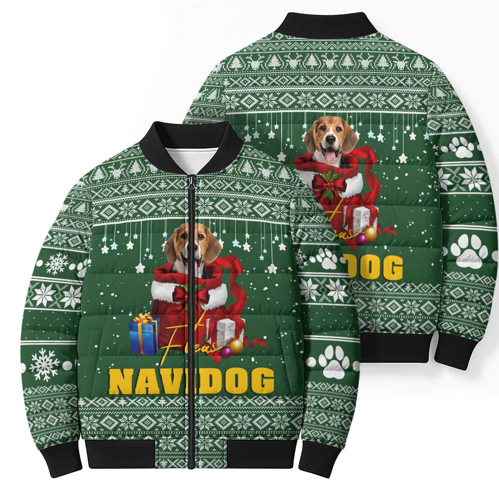 Funny Christmas Gift Beagle Christmas Bomber Puffer Jacket Xmas Holiday Patterns - Wonder Print Shop
