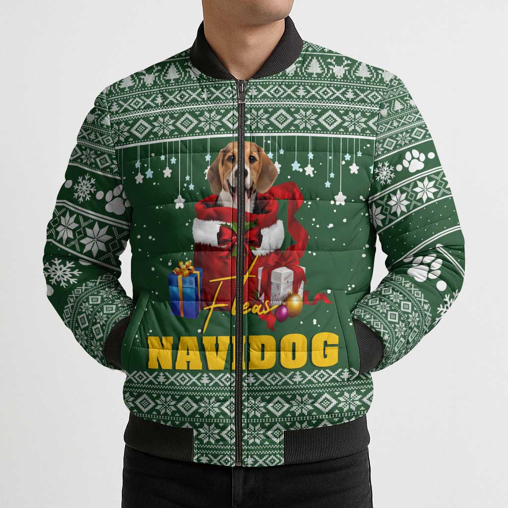 Funny Christmas Gift Beagle Christmas Bomber Puffer Jacket Xmas Holiday Patterns - Wonder Print Shop