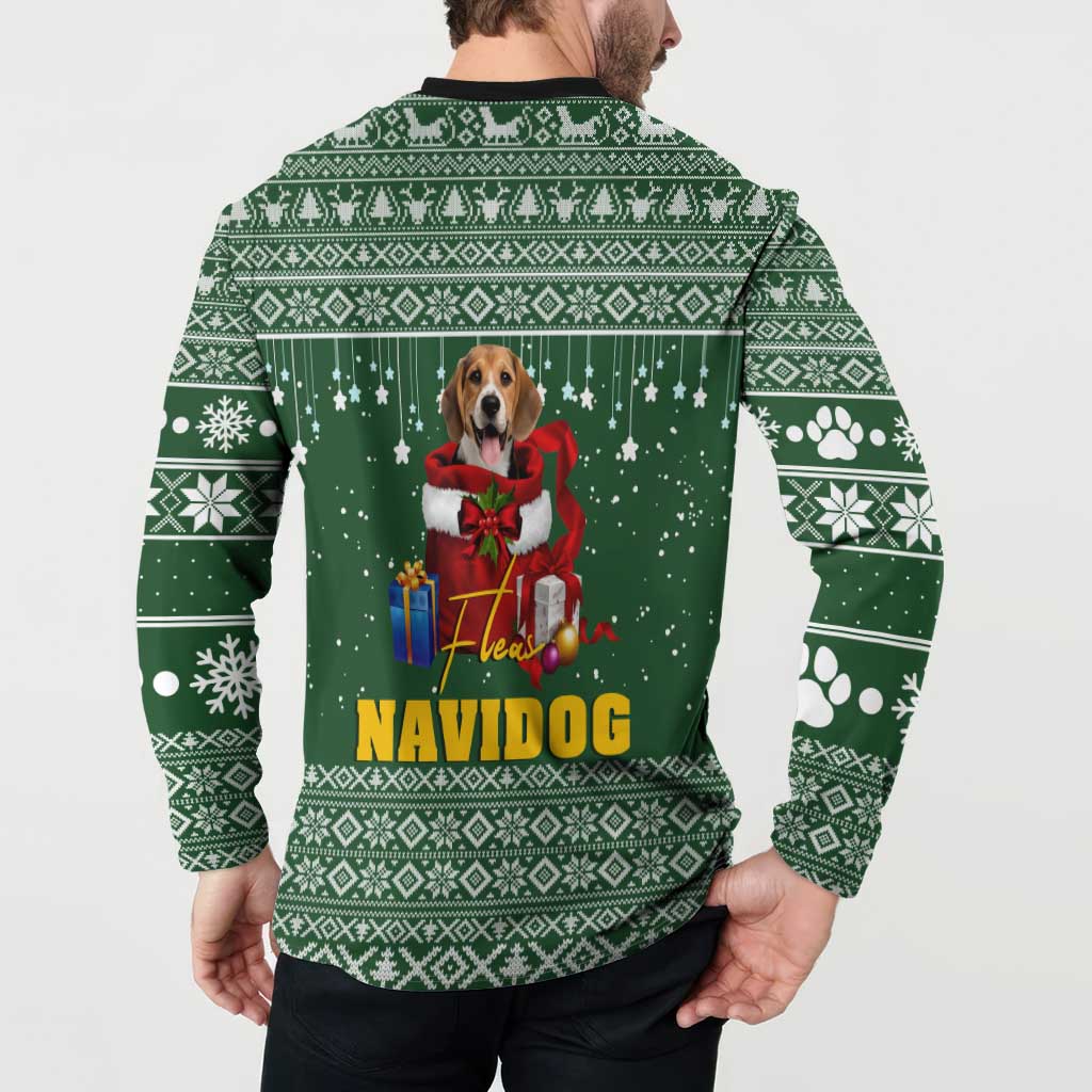 Funny Christmas Gift Beagle Christmas Button Sweatshirt Xmas Holiday Patterns - Wonder Print Shop