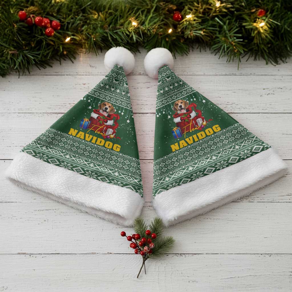 Funny Christmas Gift Beagle Christmas Santa Hat Xmas Holiday Patterns - Wonder Print Shop