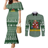 Funny Christmas Gift Beagle Christmas Couples Matching Mermaid Dress and Long Sleeve Button Shirt Xmas Holiday Patterns - Wonder Print Shop