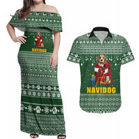 Funny Christmas Gift Beagle Christmas Couples Matching Off Shoulder Maxi Dress and Hawaiian Shirt Xmas Holiday Patterns - Wonder Print Shop