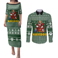 Funny Christmas Gift Beagle Christmas Couples Matching Puletasi and Long Sleeve Button Shirt Xmas Holiday Patterns - Wonder Print Shop