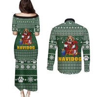 Funny Christmas Gift Beagle Christmas Couples Matching Puletasi and Long Sleeve Button Shirt Xmas Holiday Patterns - Wonder Print Shop