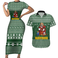 Funny Christmas Gift Beagle Christmas Couples Matching Short Sleeve Bodycon Dress and Hawaiian Shirt Xmas Holiday Patterns - Wonder Print Shop