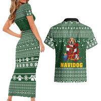 Funny Christmas Gift Beagle Christmas Couples Matching Short Sleeve Bodycon Dress and Hawaiian Shirt Xmas Holiday Patterns - Wonder Print Shop