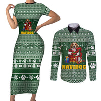 Funny Christmas Gift Beagle Christmas Couples Matching Short Sleeve Bodycon Dress and Long Sleeve Button Shirt Xmas Holiday Patterns - Wonder Print Shop
