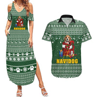 Funny Christmas Gift Beagle Christmas Couples Matching Summer Maxi Dress and Hawaiian Shirt Xmas Holiday Patterns - Wonder Print Shop