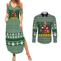 Funny Christmas Gift Beagle Christmas Couples Matching Summer Maxi Dress and Long Sleeve Button Shirt Xmas Holiday Patterns - Wonder Print Shop