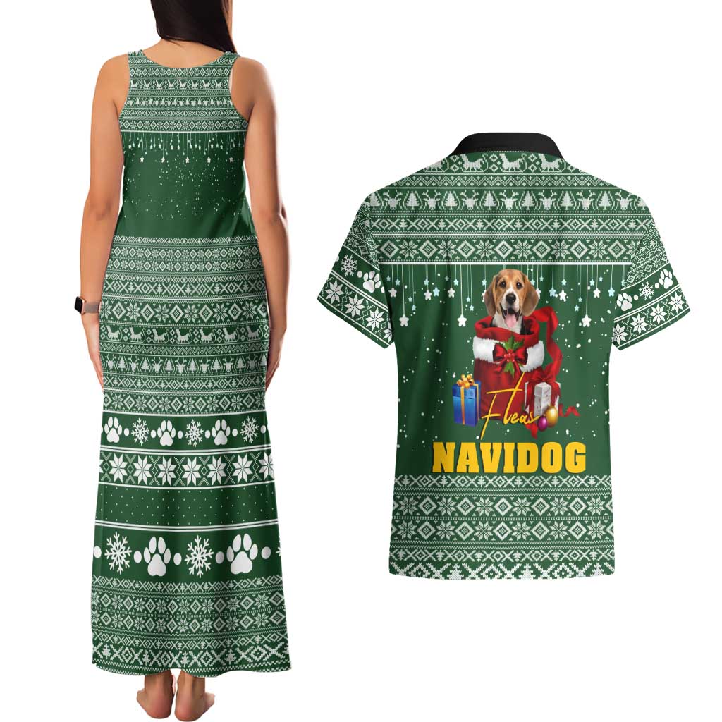 Funny Christmas Gift Beagle Christmas Couples Matching Tank Maxi Dress and Hawaiian Shirt Xmas Holiday Patterns - Wonder Print Shop