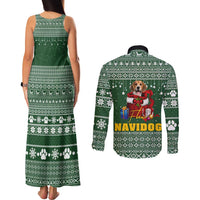 Funny Christmas Gift Beagle Christmas Couples Matching Tank Maxi Dress and Long Sleeve Button Shirt Xmas Holiday Patterns - Wonder Print Shop