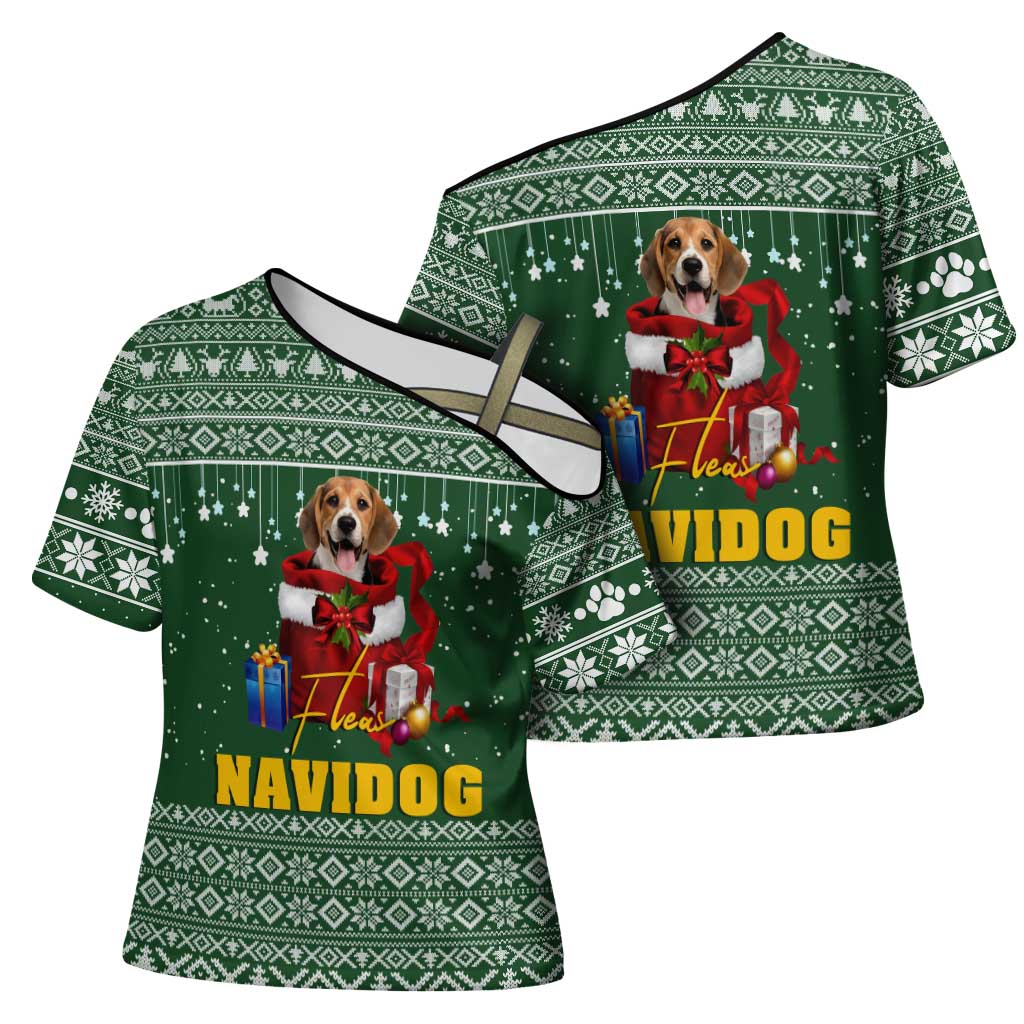 Funny Christmas Gift Beagle Christmas Cross Shoulder Shirt Xmas Holiday Patterns - Wonder Print Shop