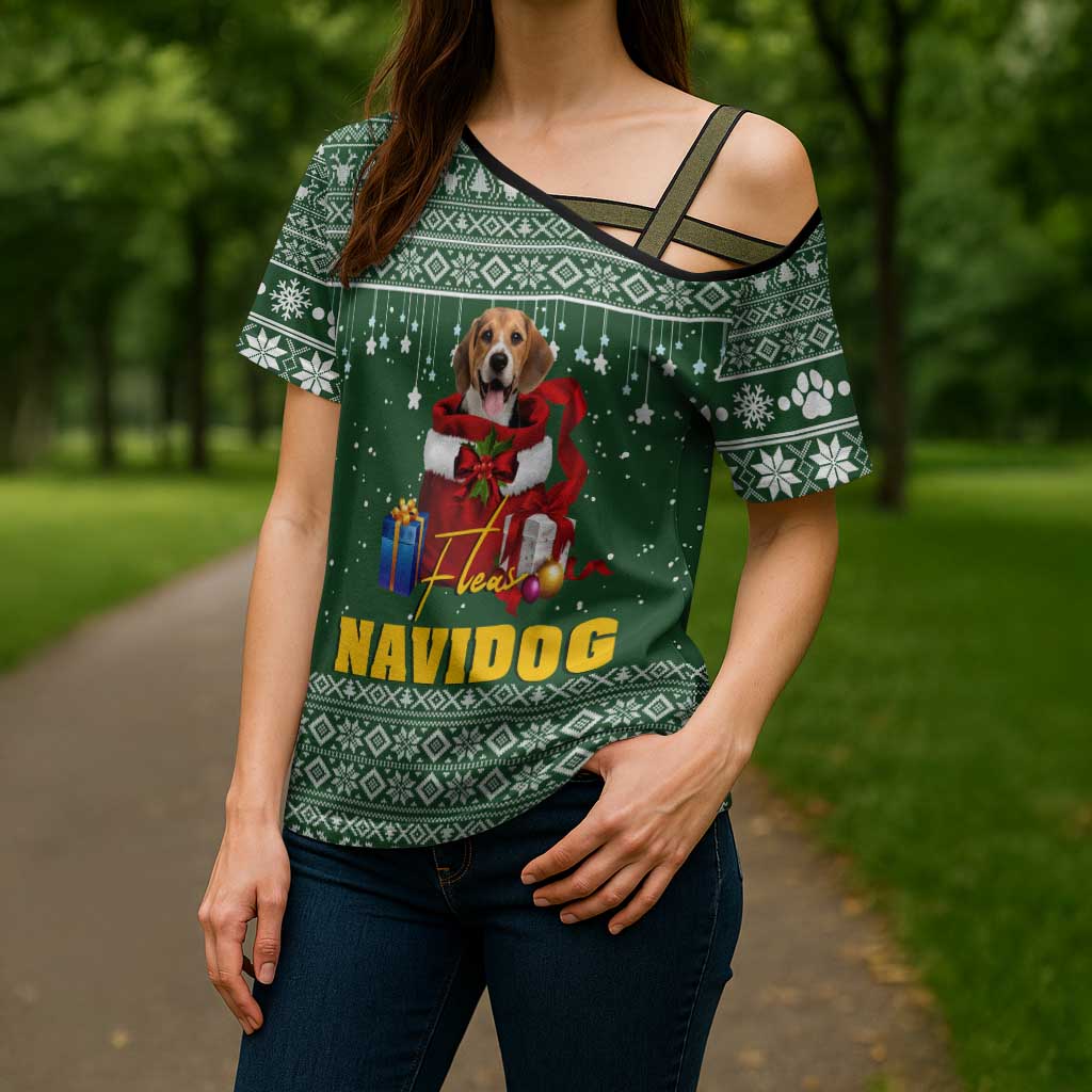 Funny Christmas Gift Beagle Christmas Cross Shoulder Shirt Xmas Holiday Patterns - Wonder Print Shop