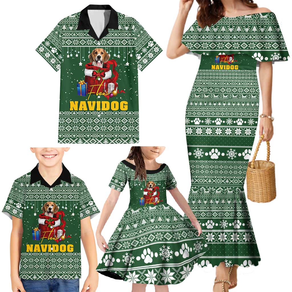 Funny Christmas Gift Beagle Christmas Family Matching Mermaid Dress and Hawaiian Shirt Xmas Holiday Patterns - Wonder Print Shop