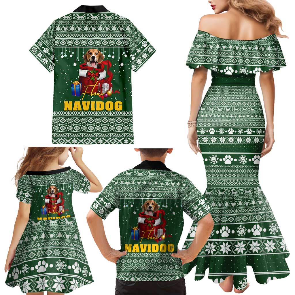 Funny Christmas Gift Beagle Christmas Family Matching Mermaid Dress and Hawaiian Shirt Xmas Holiday Patterns - Wonder Print Shop