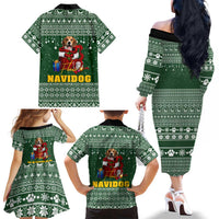 Funny Christmas Gift Beagle Christmas Family Matching Off The Shoulder Long Sleeve Dress and Hawaiian Shirt Xmas Holiday Patterns - Wonder Print Shop