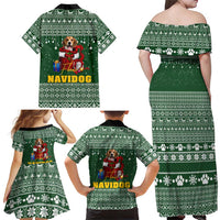 Funny Christmas Gift Beagle Christmas Family Matching Off Shoulder Maxi Dress and Hawaiian Shirt Xmas Holiday Patterns - Wonder Print Shop
