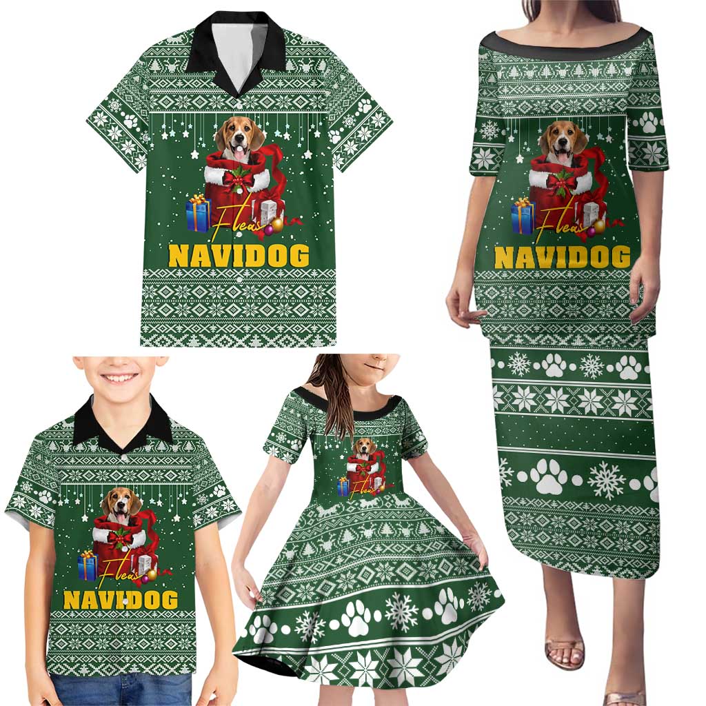 Funny Christmas Gift Beagle Christmas Family Matching Puletasi and Hawaiian Shirt Xmas Holiday Patterns - Wonder Print Shop