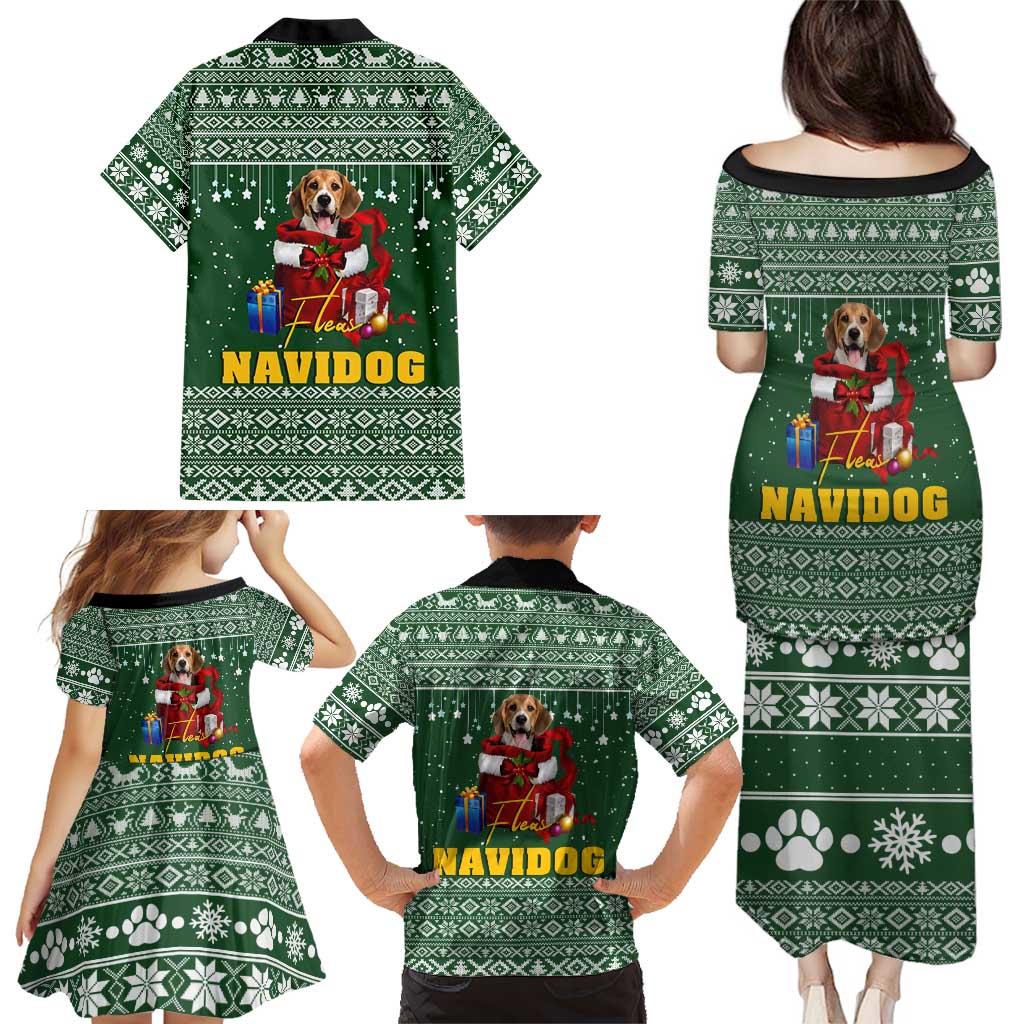 Funny Christmas Gift Beagle Christmas Family Matching Puletasi and Hawaiian Shirt Xmas Holiday Patterns - Wonder Print Shop