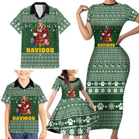 Funny Christmas Gift Beagle Christmas Family Matching Short Sleeve Bodycon Dress and Hawaiian Shirt Xmas Holiday Patterns - Wonder Print Shop