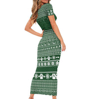 Funny Christmas Gift Beagle Christmas Family Matching Short Sleeve Bodycon Dress and Hawaiian Shirt Xmas Holiday Patterns - Wonder Print Shop