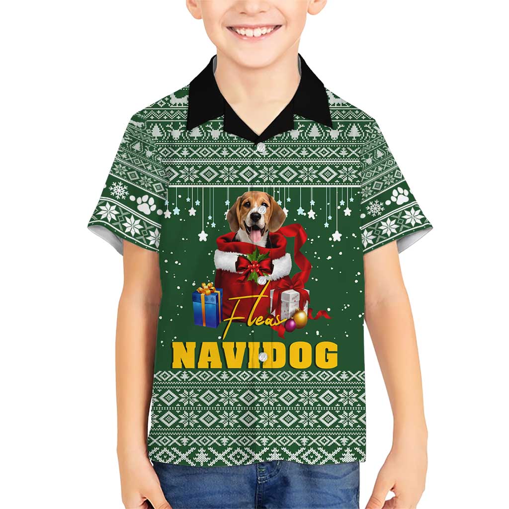 Funny Christmas Gift Beagle Christmas Family Matching Short Sleeve Bodycon Dress and Hawaiian Shirt Xmas Holiday Patterns - Wonder Print Shop