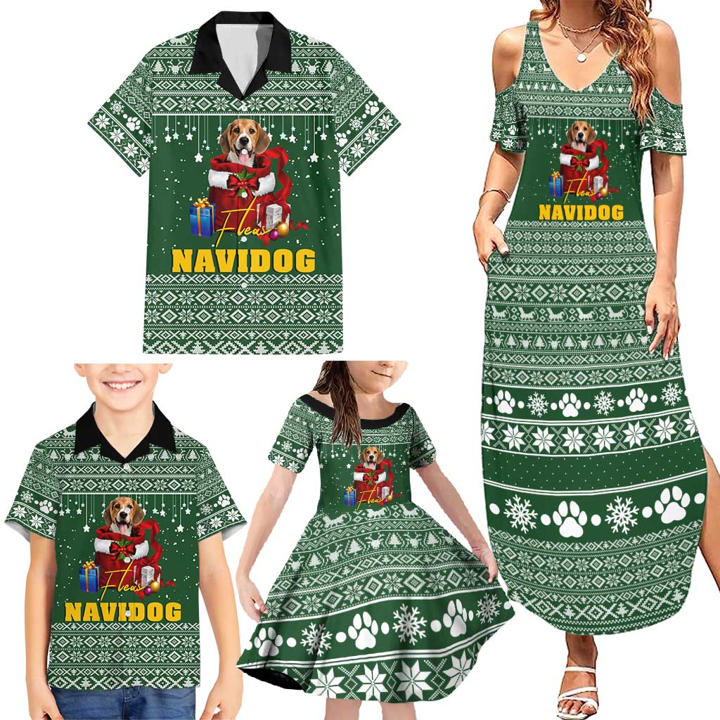 Funny Christmas Gift Beagle Christmas Family Matching Summer Maxi Dress and Hawaiian Shirt Xmas Holiday Patterns - Wonder Print Shop