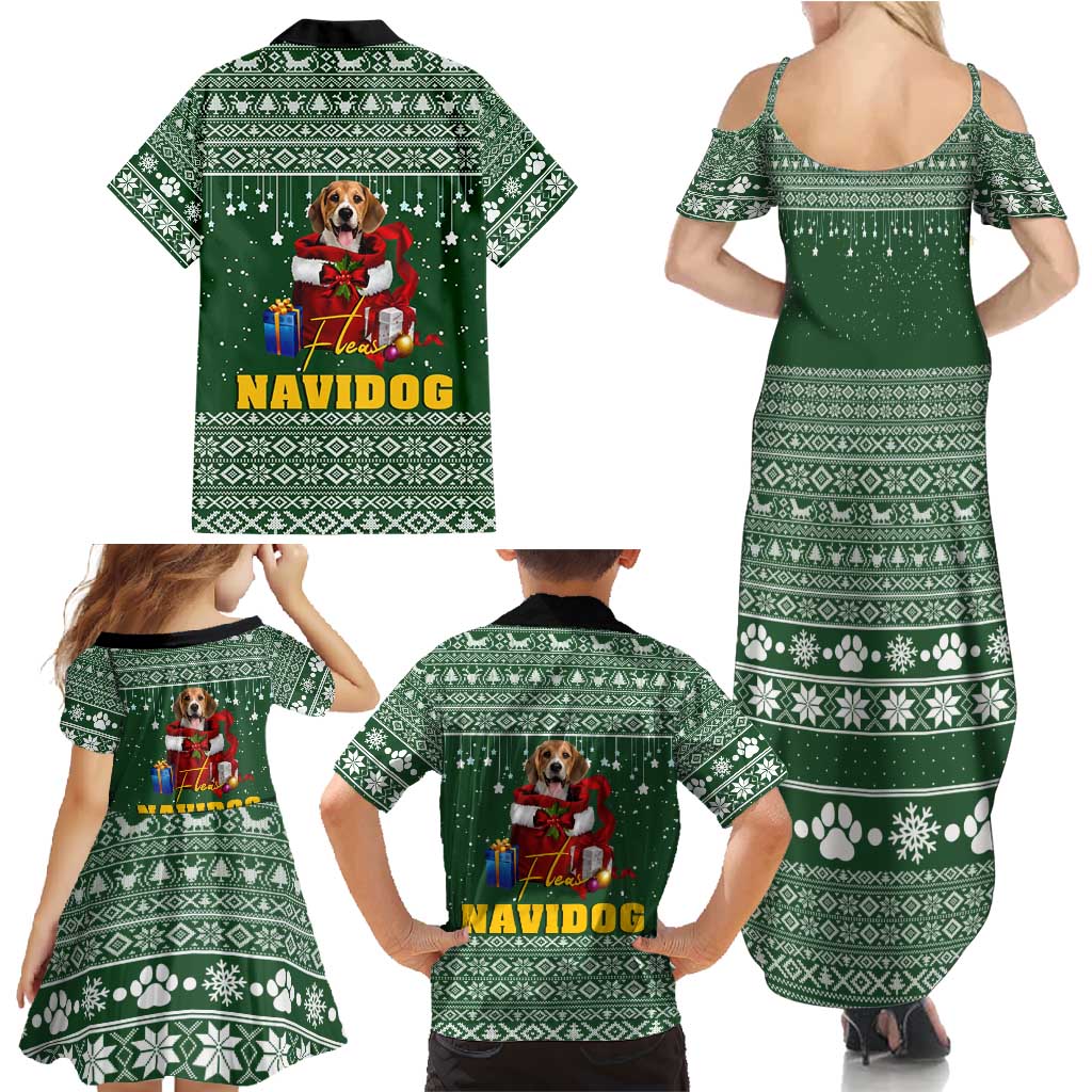 Funny Christmas Gift Beagle Christmas Family Matching Summer Maxi Dress and Hawaiian Shirt Xmas Holiday Patterns - Wonder Print Shop
